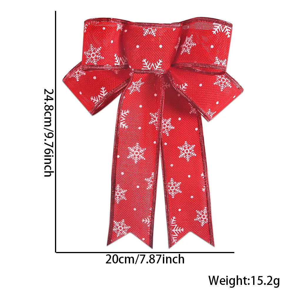 Décoration Papillon à 5 Oreilles de 24x19cm, Ruban en Lin Artisanal, Décoration de Noël, Décor d'Arbre de Noël, à Rayures