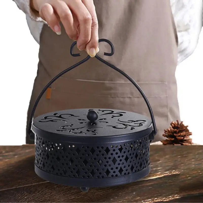 Portable Hollow Metal Incense Burner Coil Holder Insect Repellent Outdoor Use Deck Camping Supplies 