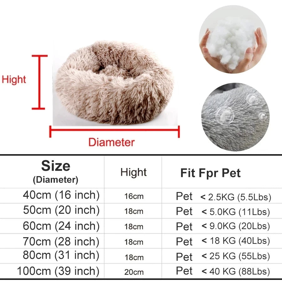 Washable Plush Round Dog Cat Bed, Soft Kennel, Medium Accessories, Pet Products 