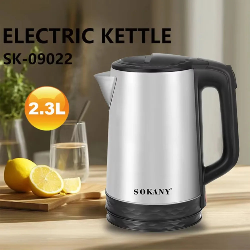 Bouilloire à Thé Électrique en Acier Inoxydable Sokany, Sans Bpa, 1500W, 2,3 L