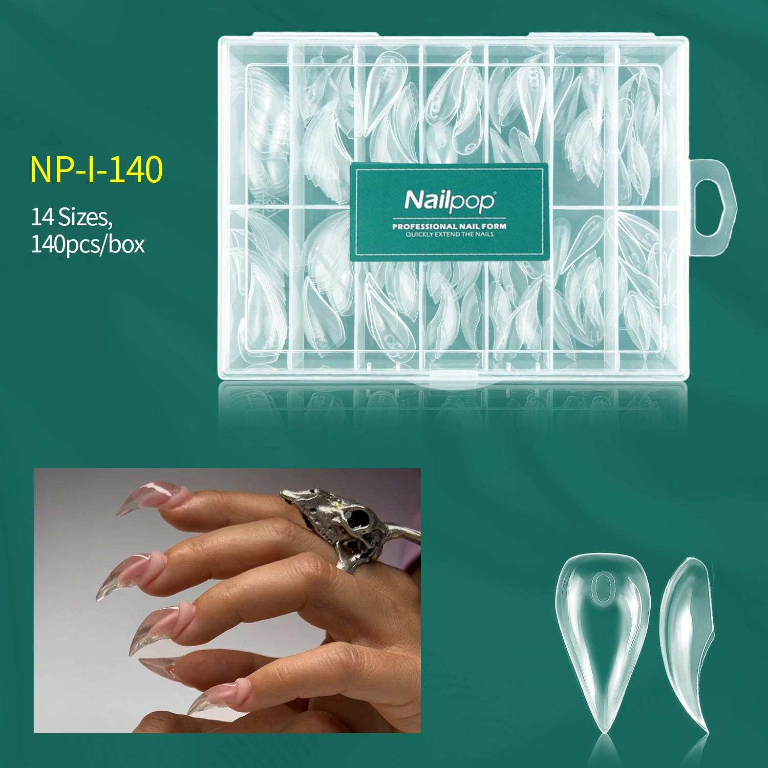 Formes d’ongles mécaniques, 140 pièces, 14 tailles