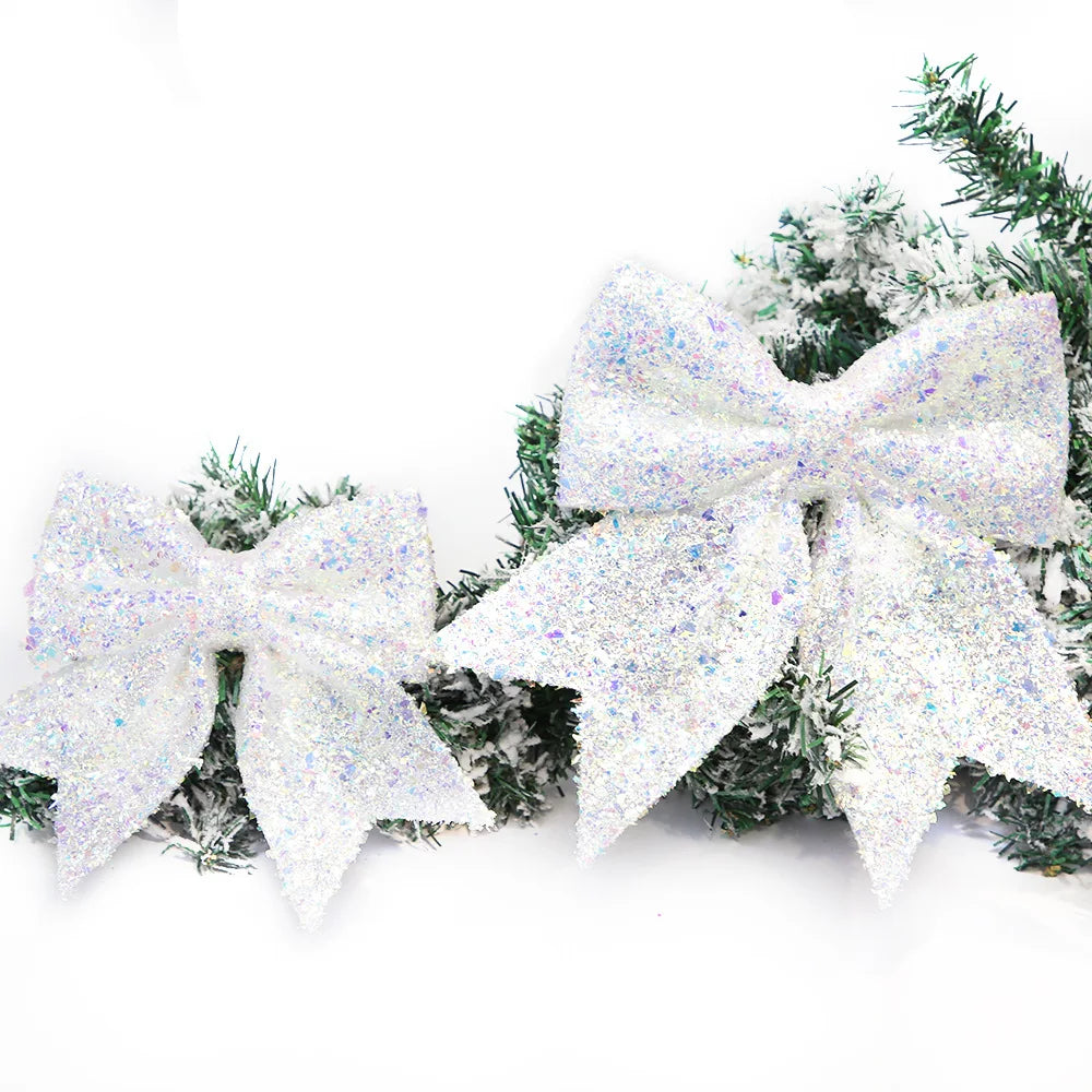 Grand nœud décoratif en coton perlé de Noël, pendentif coloré, ornement d'arbre de Noël