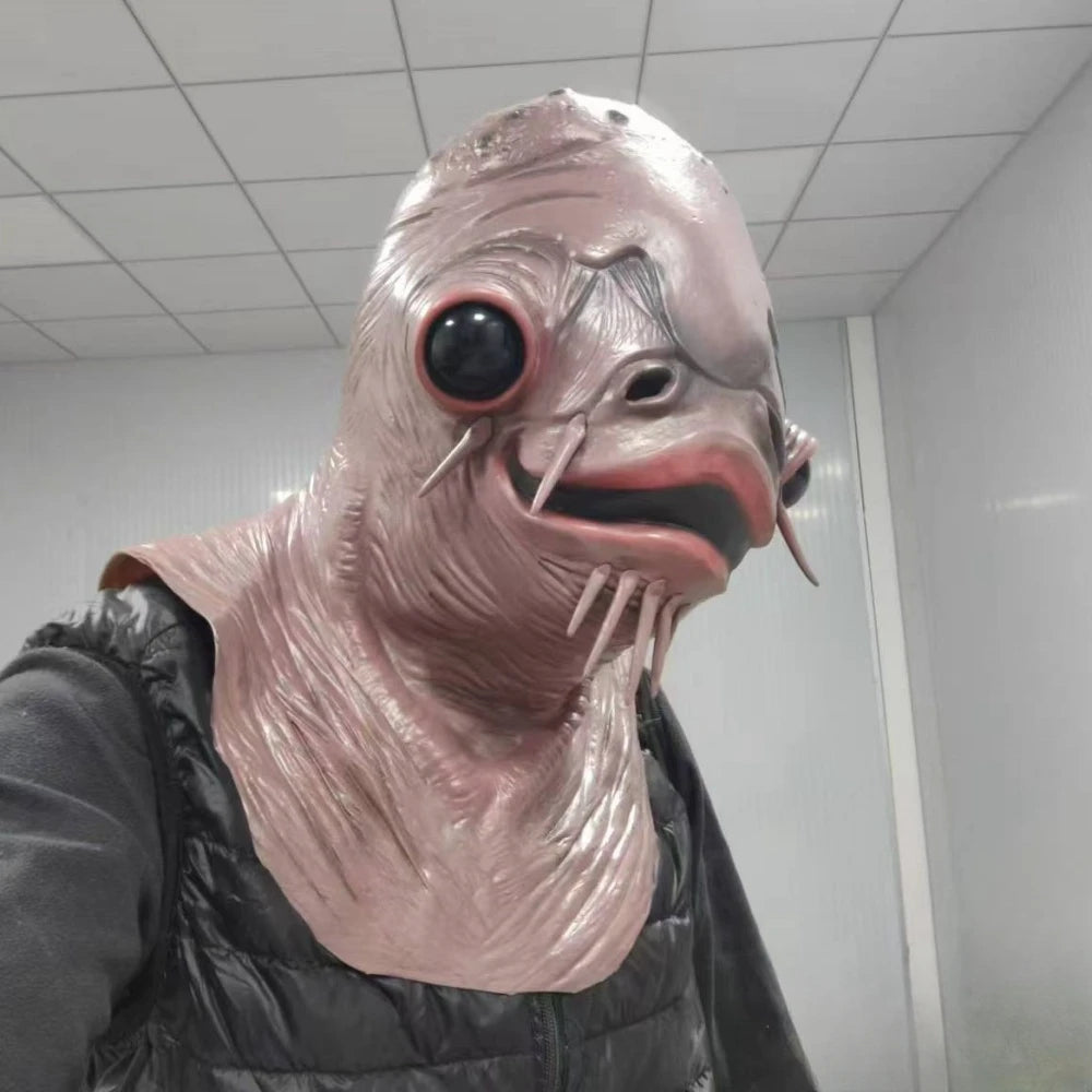 Masque en Latex de poisson-chat d'horreur, accessoire de Cosplay tête de poisson, accessoire de Costume de monstre pour fête de mascarade d'halloween
