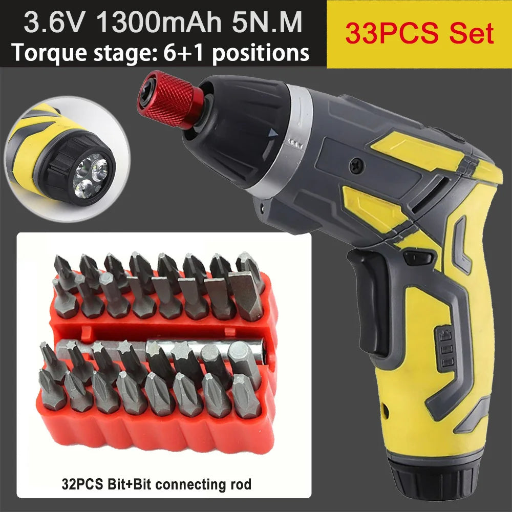 Tournevis électrique portable – Petit et puissant, rechargeable 4,2V 6Nm, 250 tr/min, kit complet