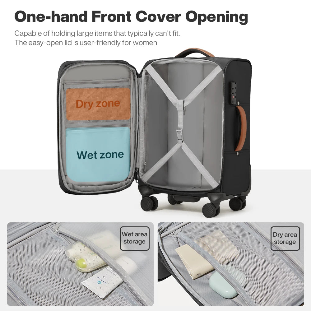 Valise Oxford pour voyage d’affaires Mixi – hommes et femmes, bagage à main, Spinner roues, 20 pouces