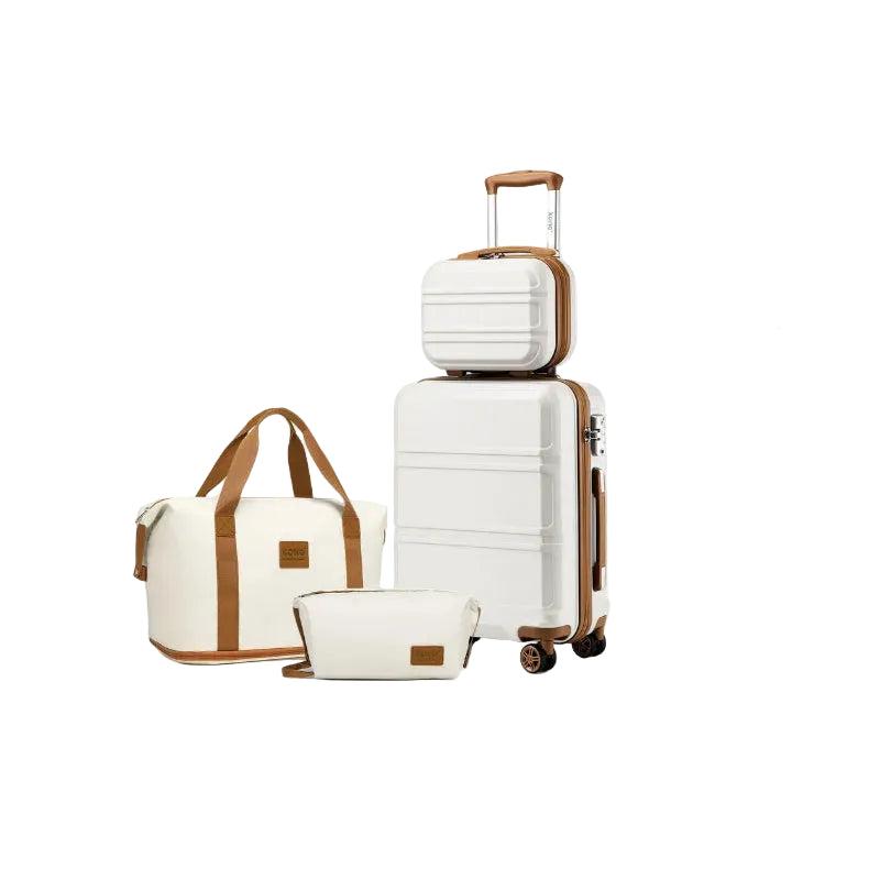 Ensemble de valises 4 pièces KONO – Bagage à main 55 cm, trousse de beauté, trousse à cosmétiques, sac de voyage