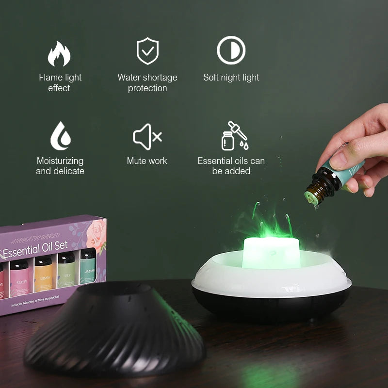 Diffuseur d'arômes constants KINSCOTER, lampe à huiles essentielles, humidificateur d'air portable USB, veilleuse à flamme, 130ml