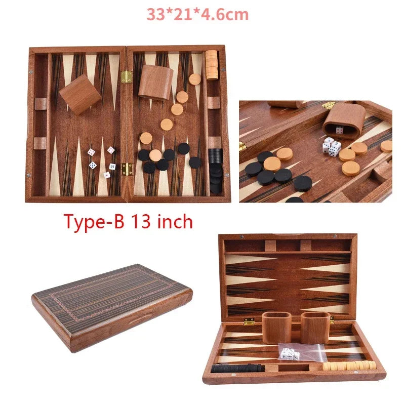 Backgammon, jeu de société de stratégie classique, pièces de jeu en bois acrylique, dés standardisés 11-17 pouces