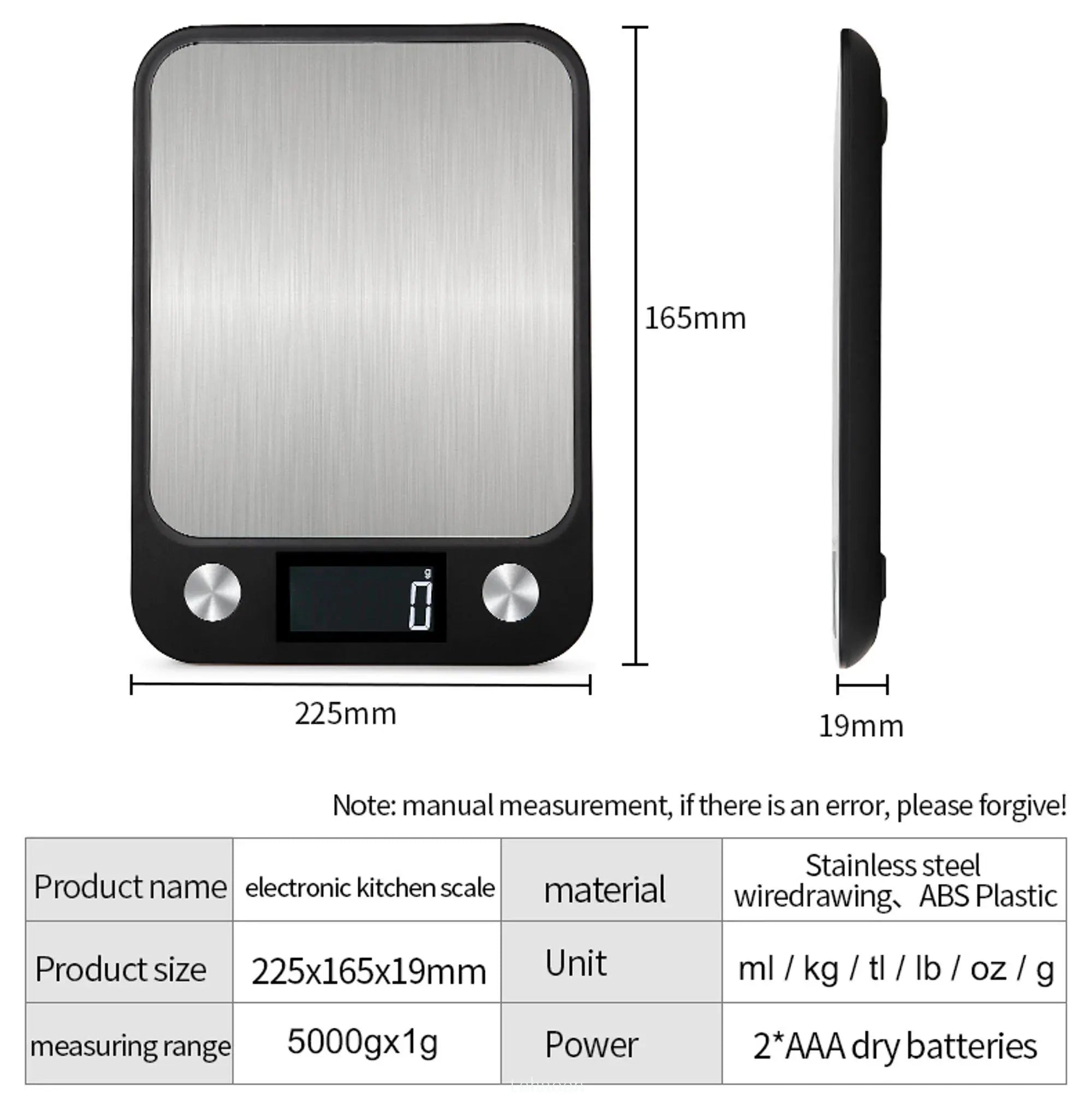 Balance de cuisine numérique électronique intelligente, 15 Kg/1g, pour peser les aliments, le café, conception en acier inoxydable pour la cuisson