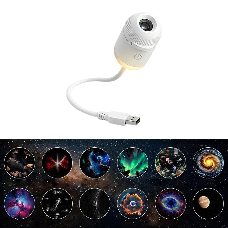 Mini Projecteur d’Étoiles USB 2 en 1 – 12 Films Ciel Étoilé pour Maison & Voiture