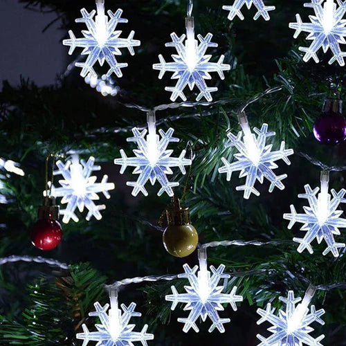 1PC Waterproof LED Snowflake String Lights Battery Operated Gradient Lights Christmas Bedroom Garden Decoration