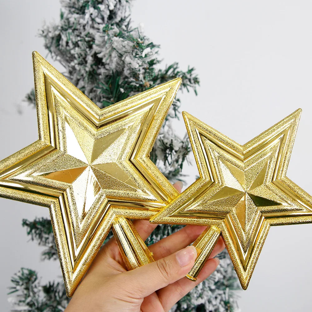 Décorations de Noël couronne étoile à cinq branches, décoration de dessus d'arbre de Noël