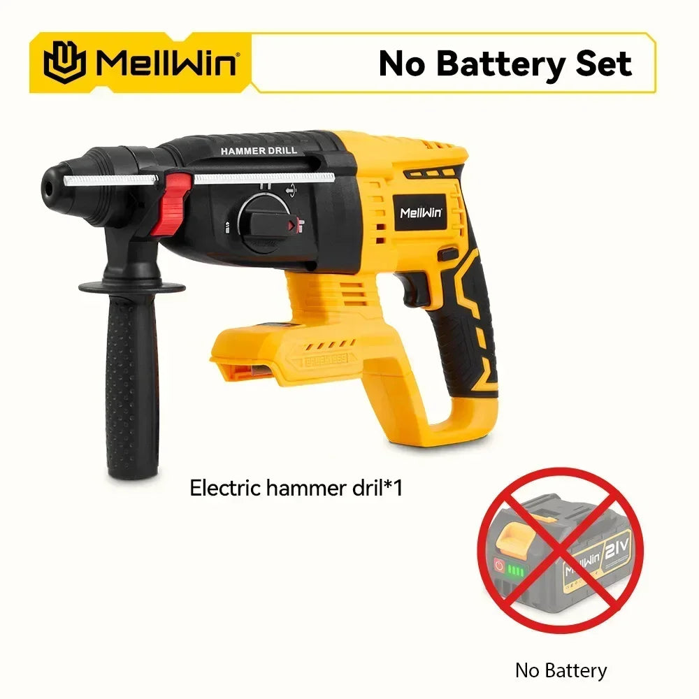 MELLWIN 3 en 1 marteau électrique sans brosse marteau à percussion multifonction pour acier béton bois pour Makita 18V batterie broche