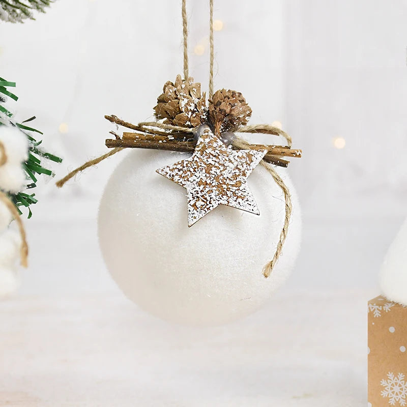 Boule de Noël blanche, flocon de neige, goutte d'eau, cloche, ornement d'arbre de Noël, décoration d'intérieur, 1,2 pièces