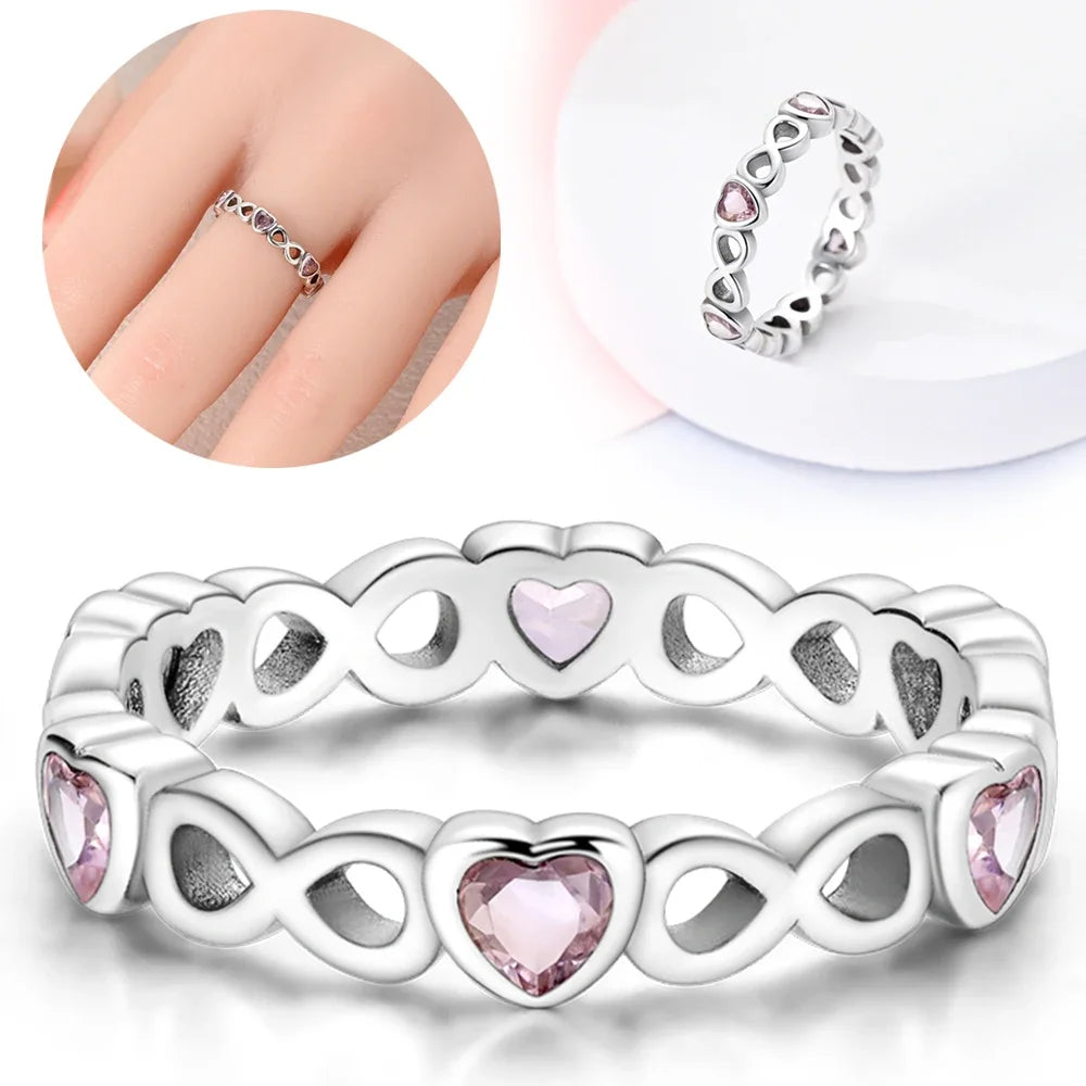 Heart Shape Silver Rings for Women Love Charms Pearl Simple Luxury Series Ring Jewelry