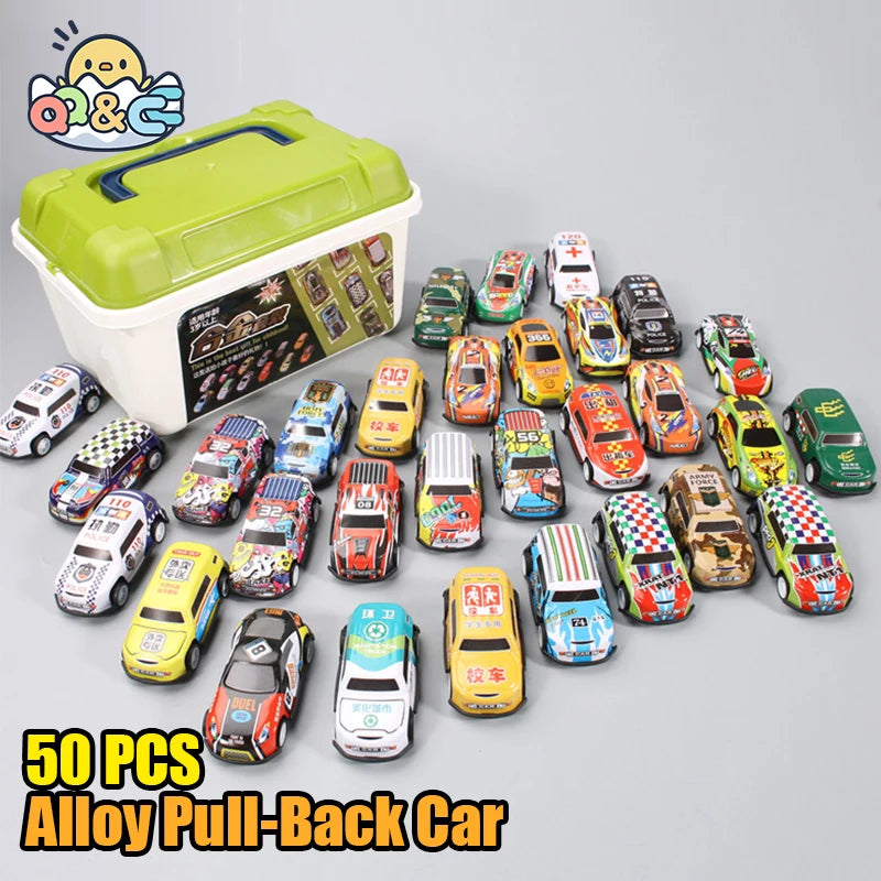 20-50Pcs Mini Inertia Car Set for Boys Pull Back Vehicle Plastic Model Collectible Kids Toys 