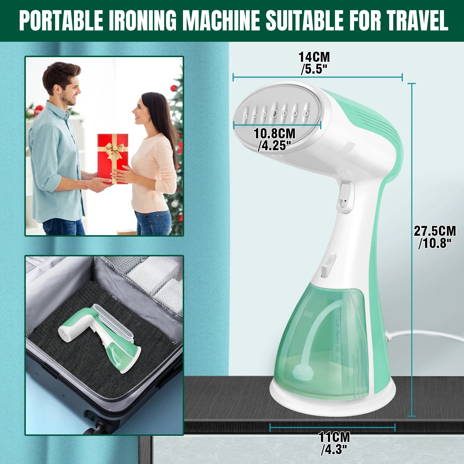 DayPlus Garment Steamer Fabric Curtain Iron for Travel Home 4800ml 300W 