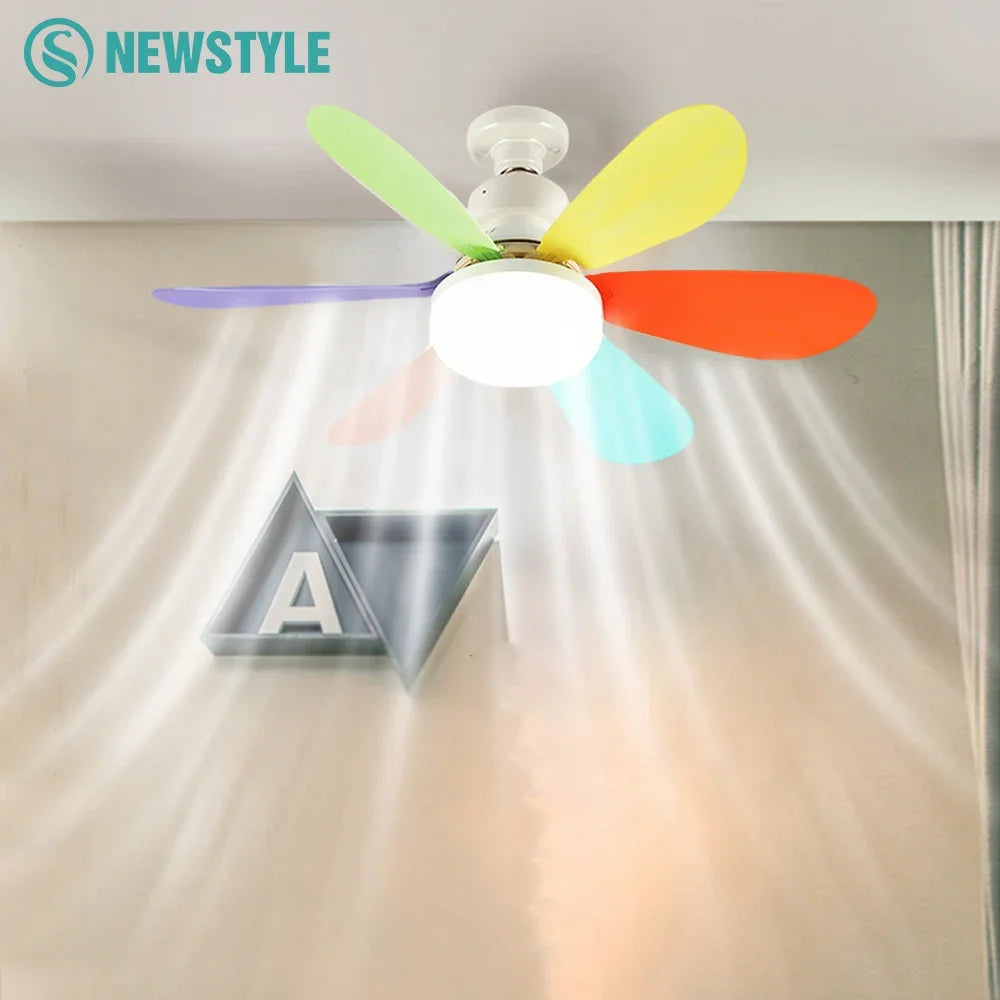 Ventilateur de Plafond LED 40W E27 – 3 Modes d’Éclairage Réglables, Télécommande, Silencieux, Idéal pour Salon