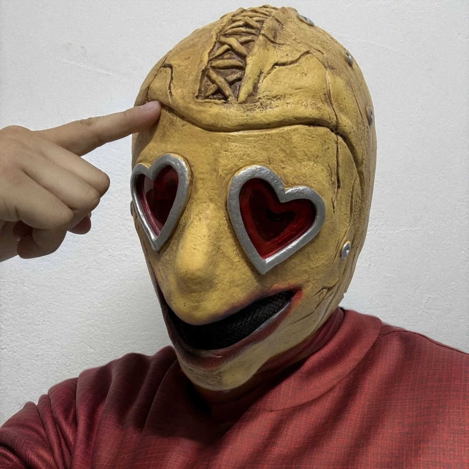 Masque d'horreur pour adultes, tête complète, yeux en forme de cœur, accessoire de Costume de film d'halloween en Latex, sans lumière