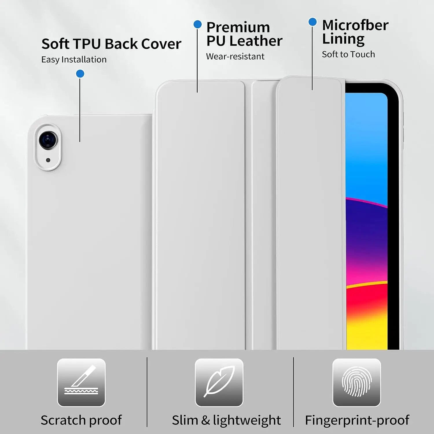 Étui à rabat pliable iPad 10e / 11e génération – Coque de protection cuir PU avec support magnétique