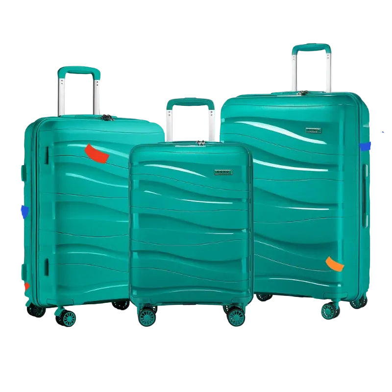 Coffret 3 pièces KONO  de valises rigides en polypropylène avec serrure TSA et 4 rouleaux S/M/L