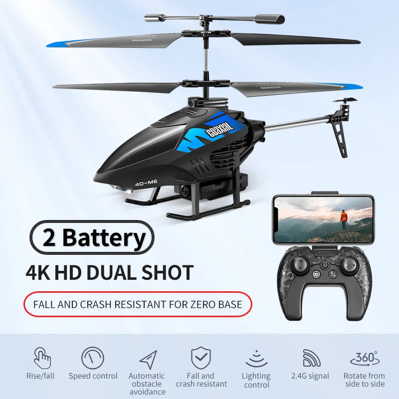 Drone Mini M6 Pro 4K HD, Détection de Gestes, Hélicoptère RC Quadricoptère, Jouet Télécommandé pour Enfants