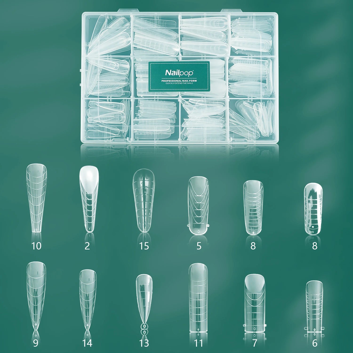 Moules réutilisables à double forme pour ongles, 75/150/288/360 pièces, avec échelle, différentes tailles et formes, kit DIY Nail Art