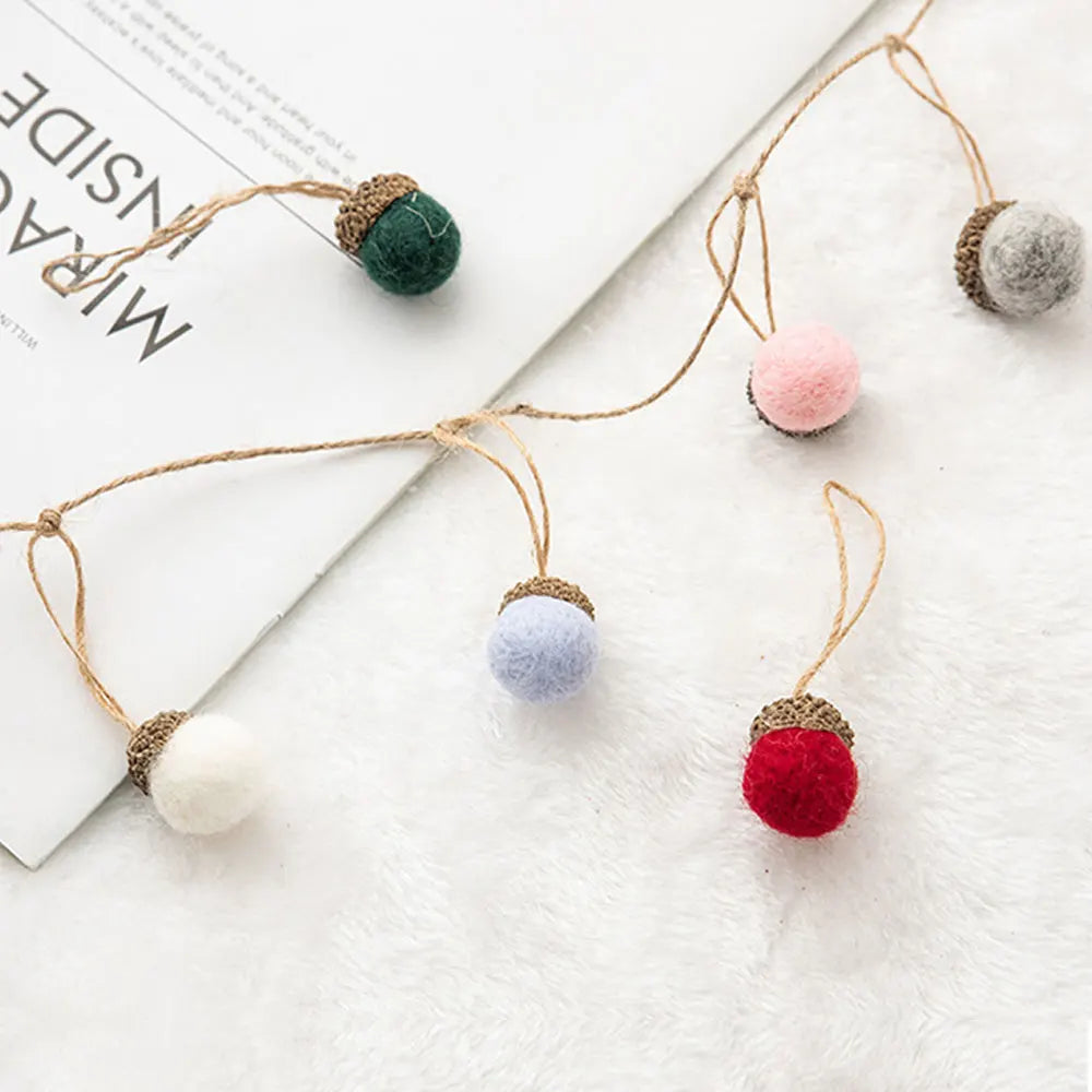 6pcs Wool Felt Christmas Tree Ornament Tower Ball Enriched Cone Acorn String Home Decor