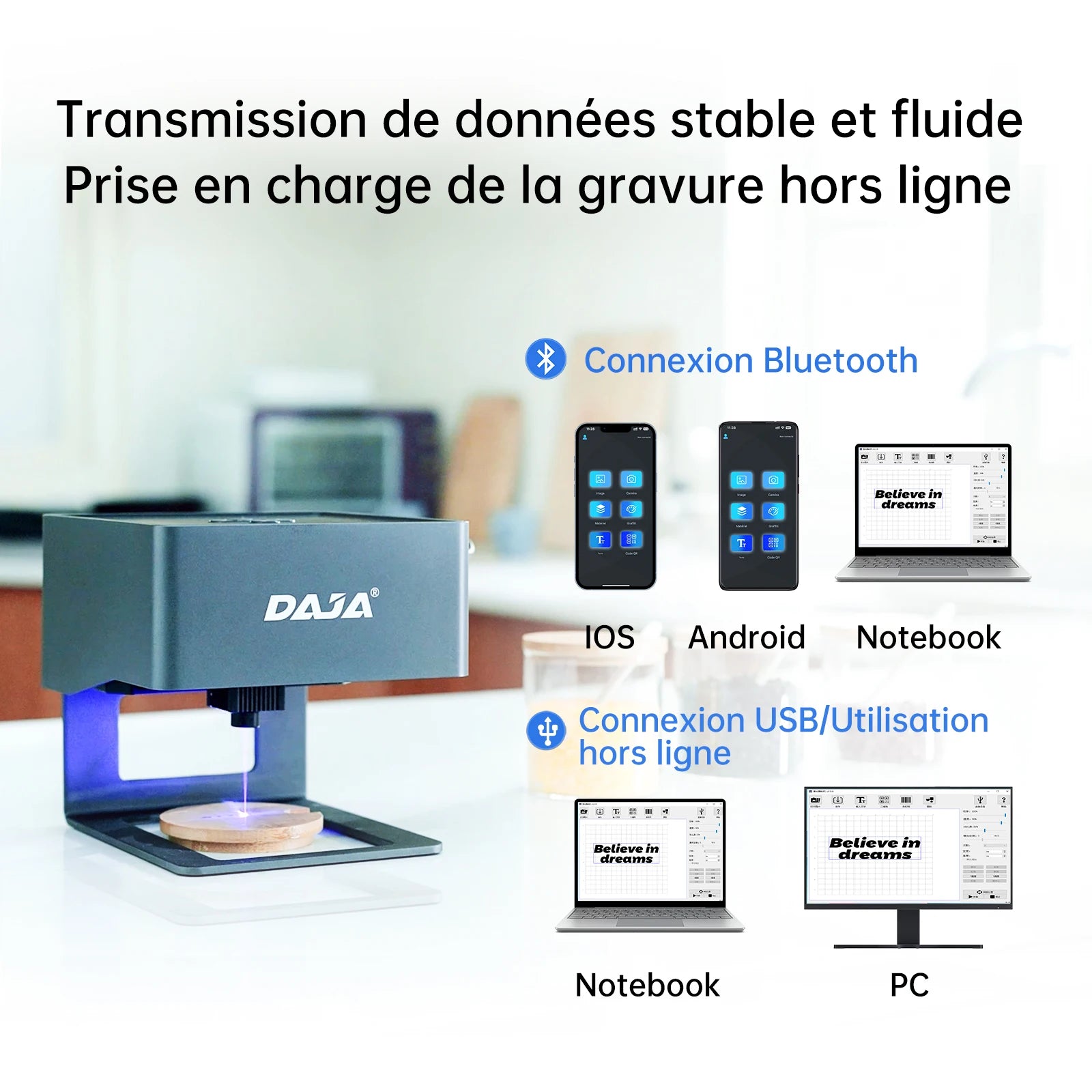 Graveur Laser DAAlban CNC DIY DJ6 Machine de gravure, 3000mw, Rapide, Mini Logo Mark, Imprimante, Cutter, Calcul, Travail du bois, Plastique