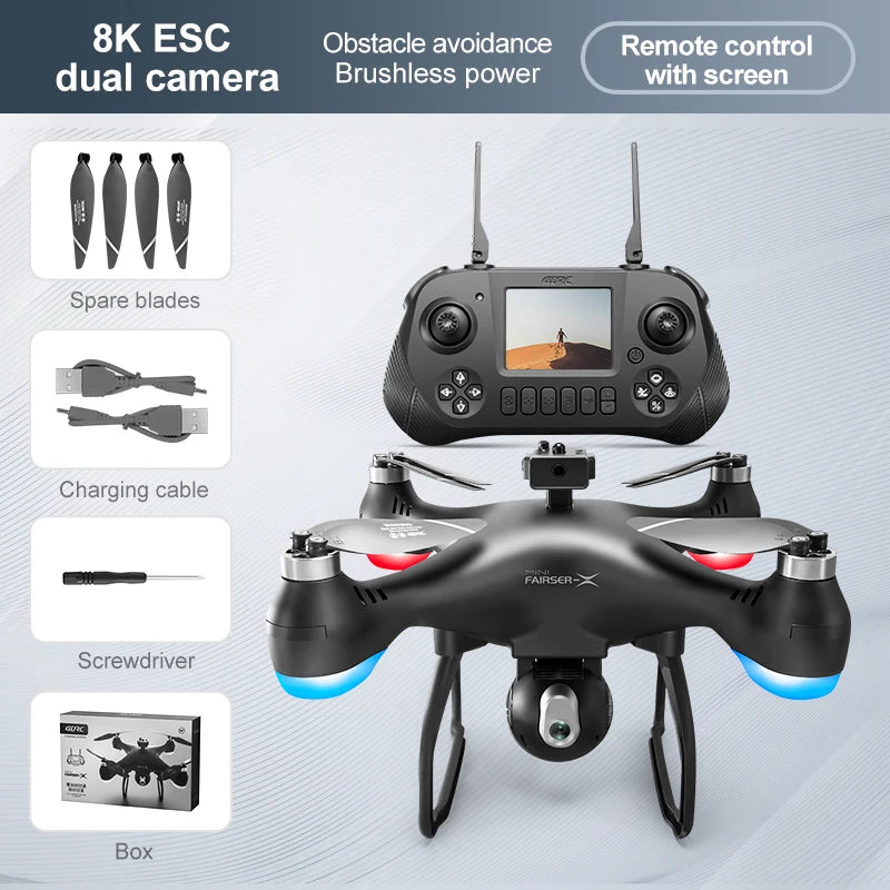 Drone 2025 F1 – Version écran, Caméra 4K, Moteur sans balais, Évitement d’obstacles, Quadrirotor pliable, RC Jouet