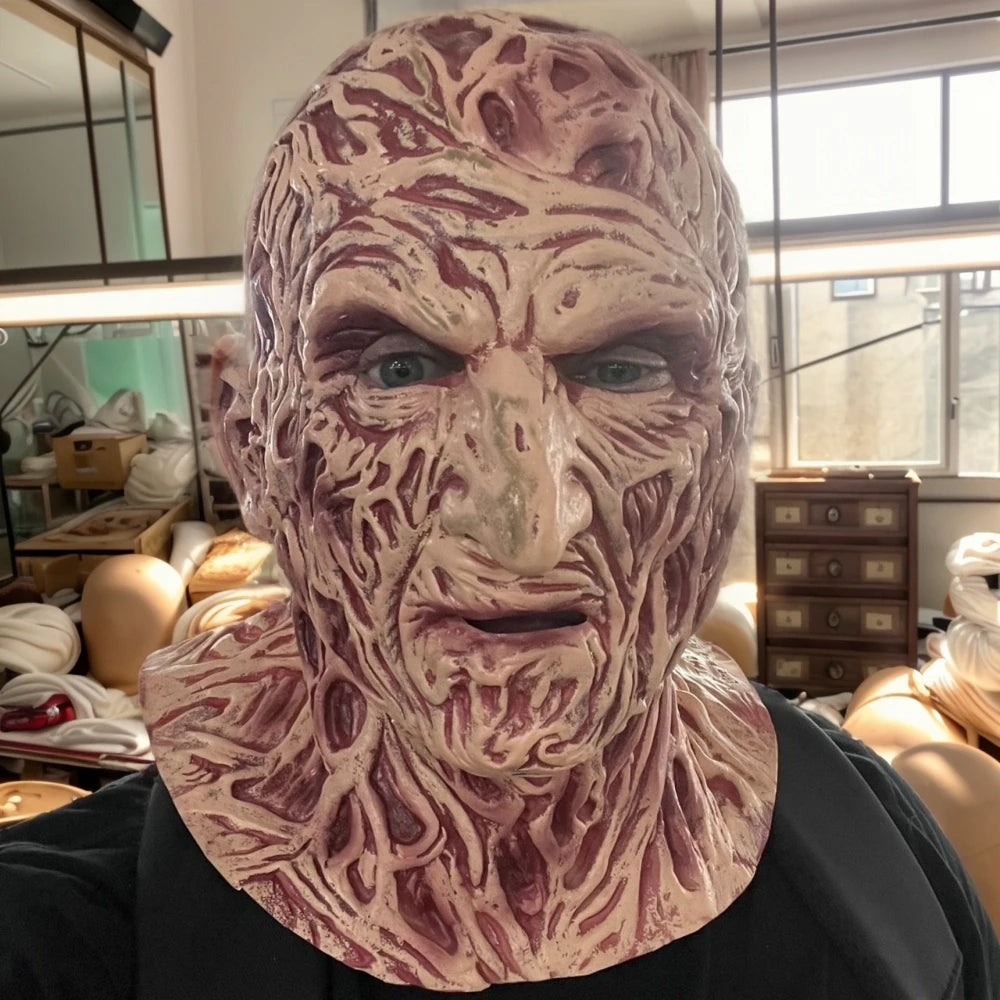 Freddy Krueger masque de Cosplay complet horreur couvre-chef en Latex pour Halloween cauchemar sur Elm accessoire de Costume de fête de rue