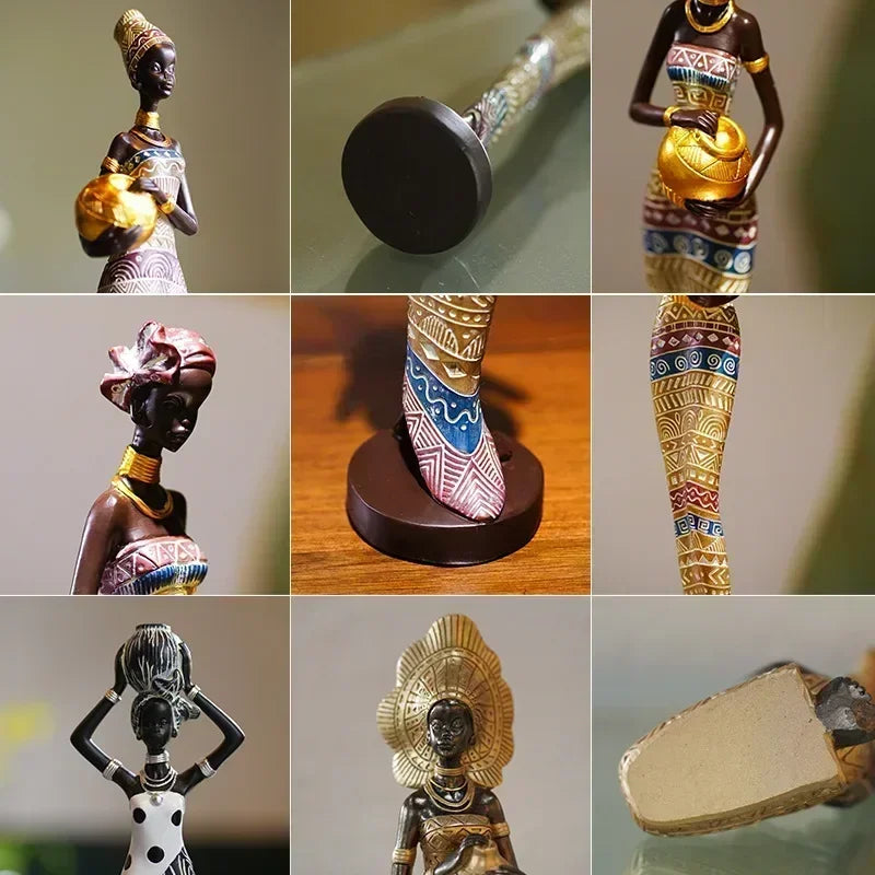 African Art Statuette for Home Decoration, Classic Style, Figurine for Living Room Interior 