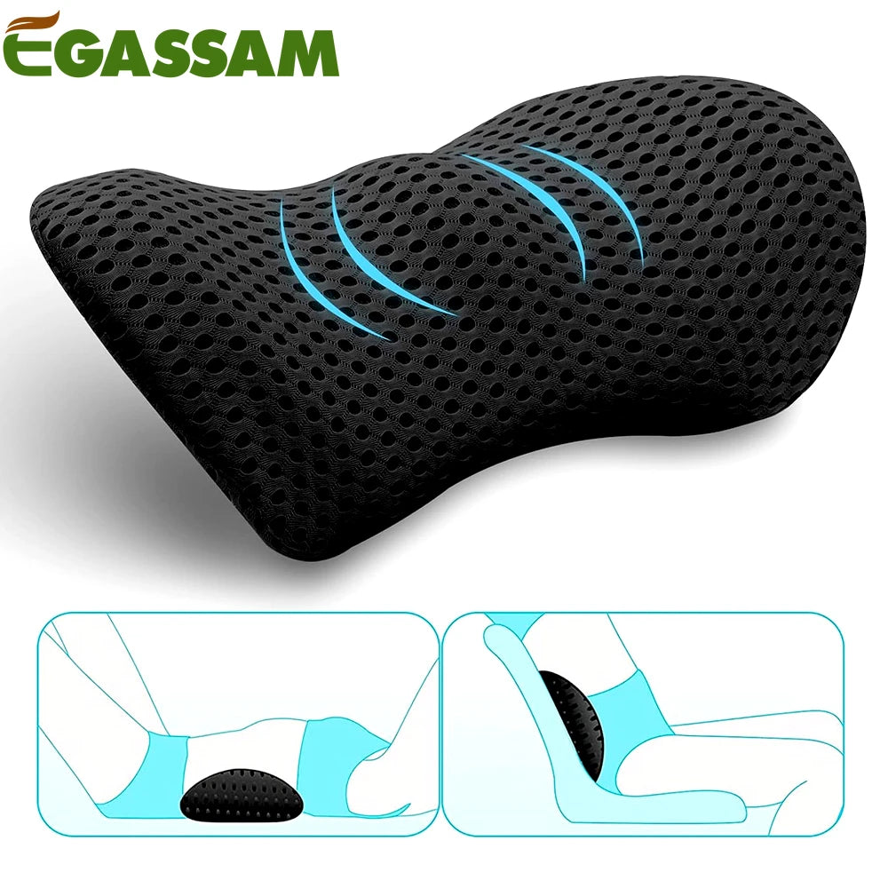 Memory Foam Lumbar Support Pillow, Back Pillow for Office Chair and Car Seat, Lower Back Support Pillow