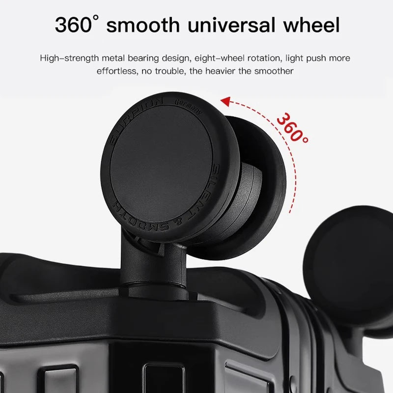 Valise à roulettes en aluminium pour voyage SUSHIMU – hommes et femmes, 20, 24 et 28 pouces