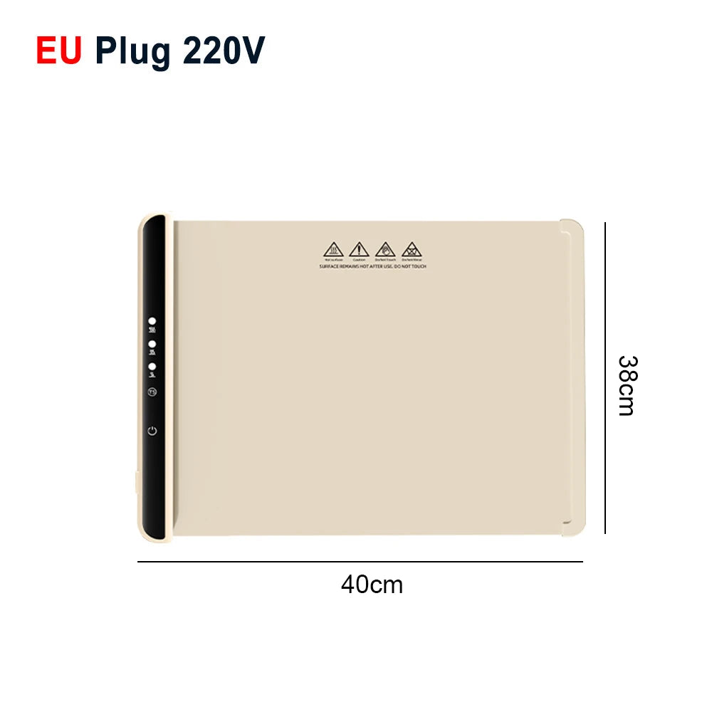 Chauffe plat électrique, Plaque chauffante électrique pliable et portable, Smart Food, Polymères à chauffage rapide, 3 réglages