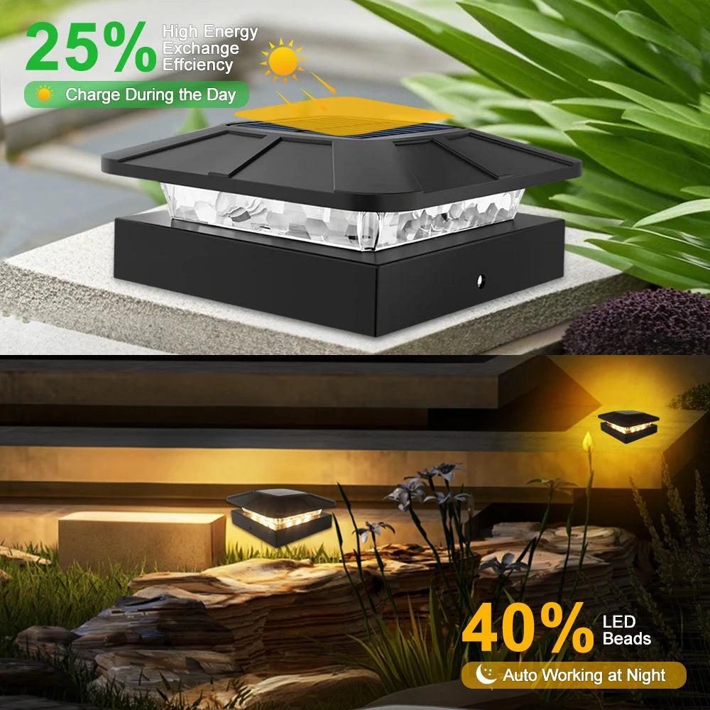 Outdoor Solar Post Cap Light – 3 Lighting Modes for Garden, Fence, and Patio