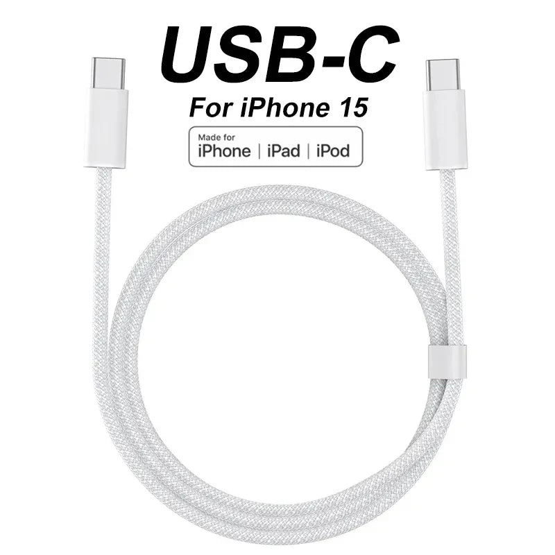 Câble USB-C vers USB-C PD 60W – charge rapide 2 m – iPhone 15 / 16 Pro, MacBook, Huawei, Samsung, Xiaomi