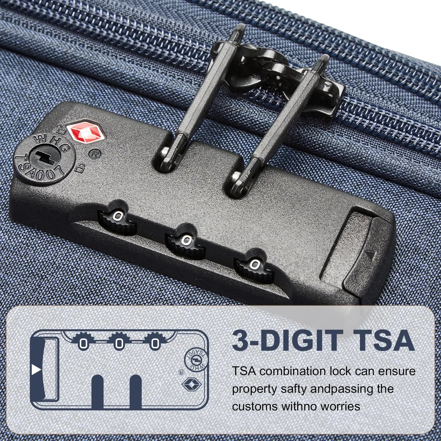 British Traveller – Valise souple légère à 4 roues avec serrure TSA, taille M, bleu