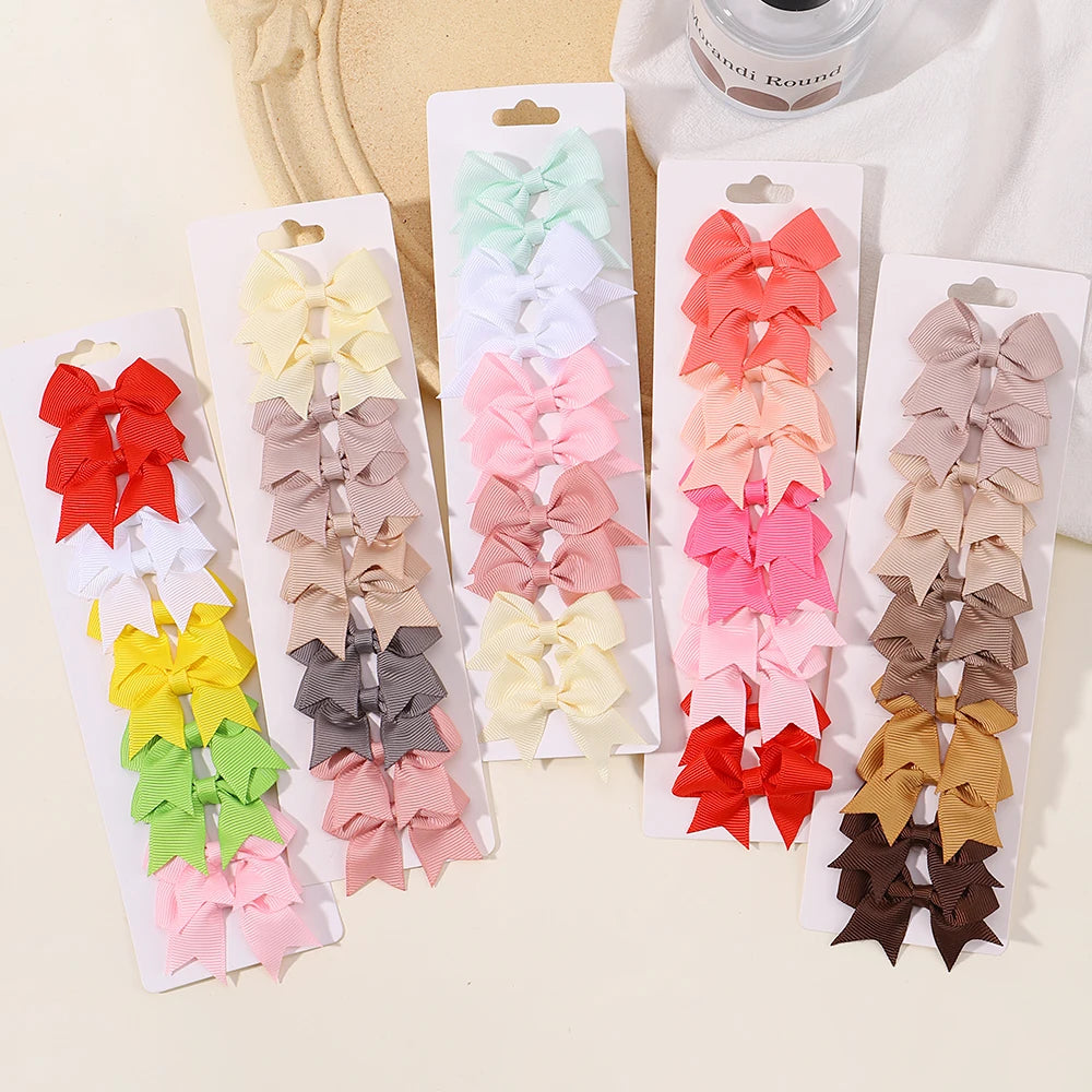 Pinces à cheveux nœud papillon faites à la main pour bébés filles, nœuds de bébé, épingle à cheveux ruban solide, barrettes, accessoires pour cheveux pour enfants, lot de 10 pièces