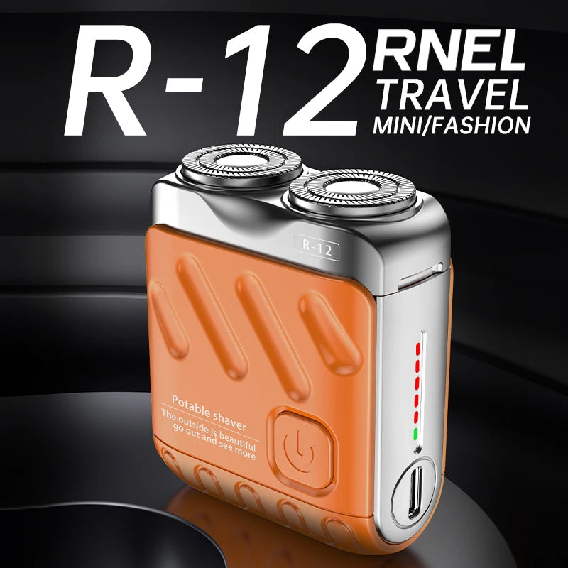 Mini rasoir électrique pour hommes – double tête rotative, étanche, rechargeable Type-C, portable, pour voyage, cheveux et barbe