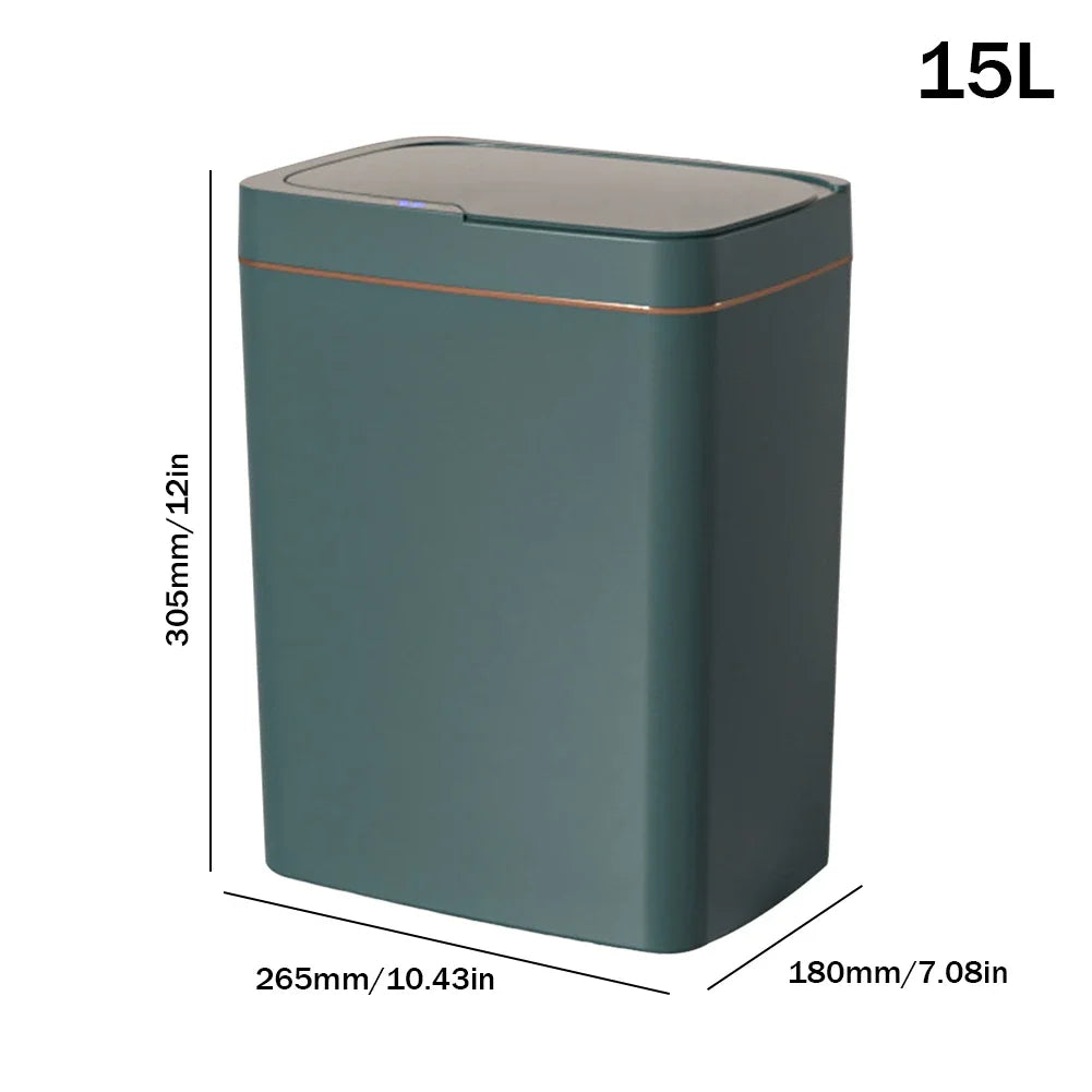 Poubelle étanche intelligente sans contact avec capteur de mouvement automatique, poubelle silencieuse pour cuisine, 15 L, 18L