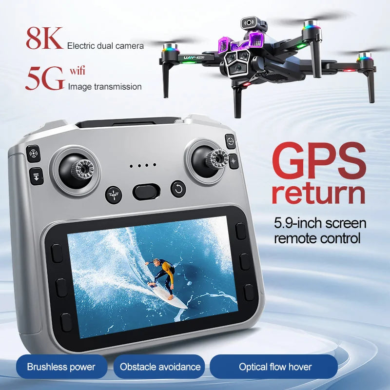 Drone A19Pro 2025 – GPS, Retour à une touche, 5G, 8K HD, Caméra omnidirectionnelle, Évitement d'obstacles, Jouet RC
