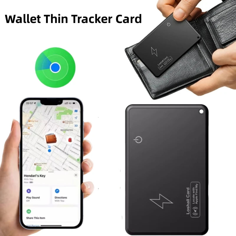 Wireless Charging Location Wallet Tracker Card, Waterproof GPS Locator, Works with Apple Find My App, Bluetooth Tracker, New