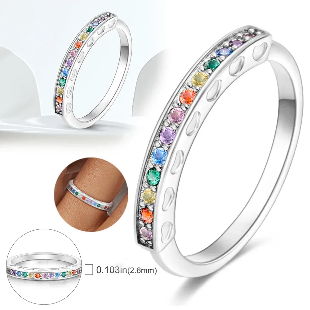 Colorful Zircon Sun Moon Star Stackable Rings for Women.