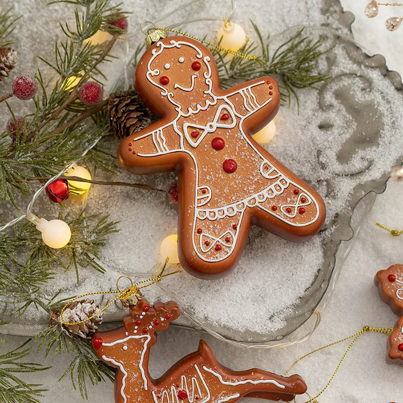 Weihnachtsdeko, Lebkuchenmann, kreativer Christbaumschmuck-Anhänger, Plätzchenmann, Schneeflocke, Elch