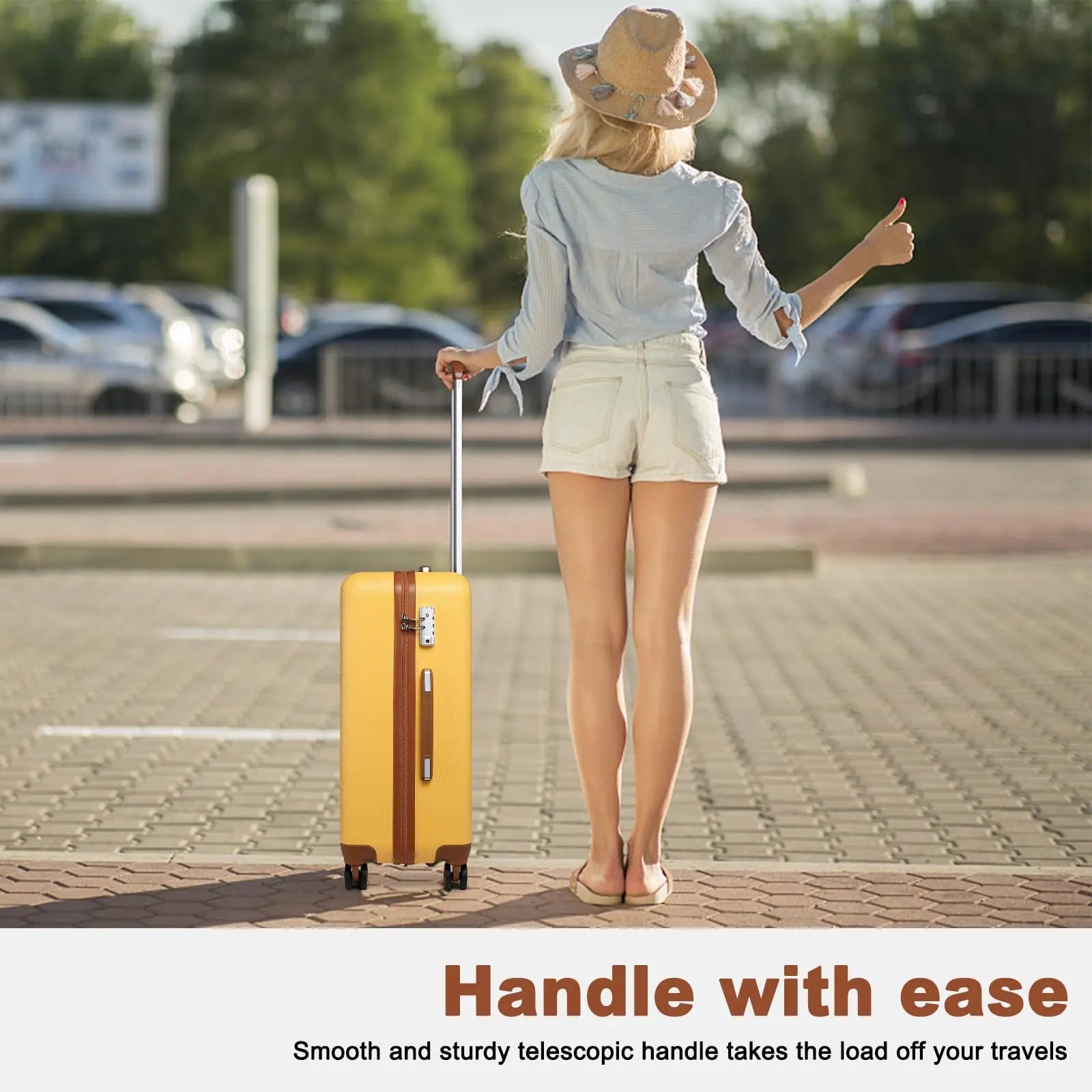 KONO Étui rigide 100% ABS, valise à roulettes 8 roues spinner, serrure TSA pour bagage à main et voyage