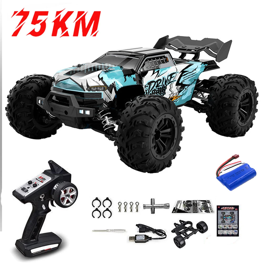 Voiture VersiRC avec Télécommande LED pour Enfants, 1:16, 75 KM/H ou 50 KM/H, Voitures Monster Truck à Dérive à Grande Vitesse, Jouets Vs Wltoys 144001