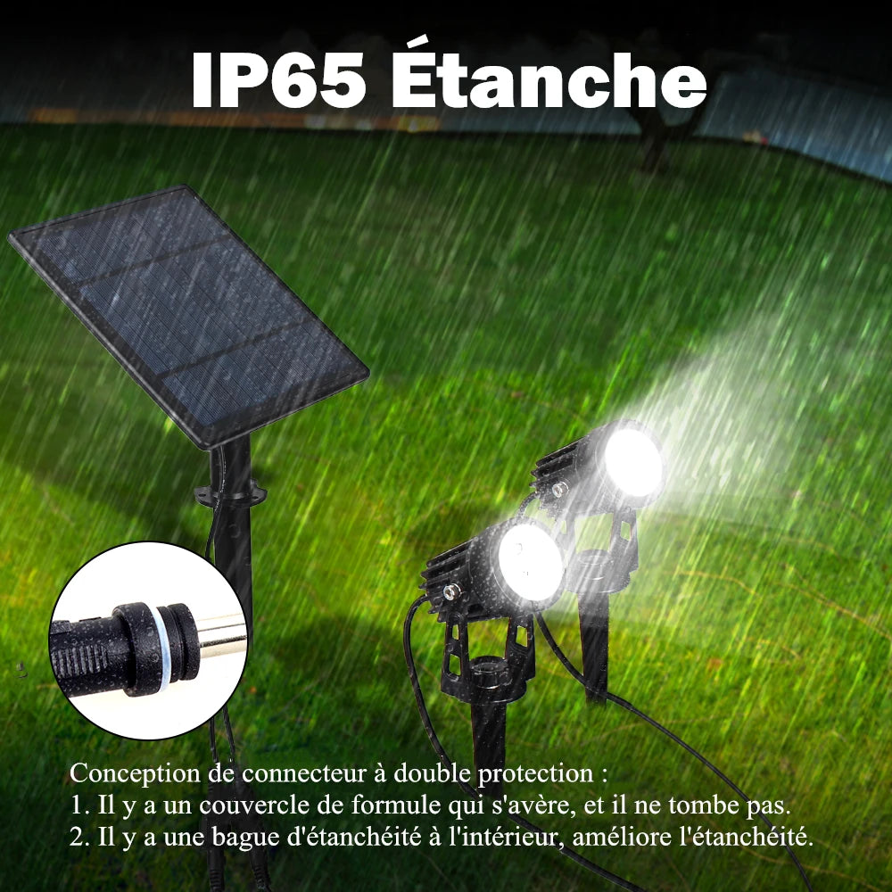 Rostfreie LED-Solarleuchte aus Aluminium – IP65, 1/2/3/4 Strahler, Außenbeleuchtung für Garten und Landschaft, RGB- und Warm-/Kaltweiß-Optionen