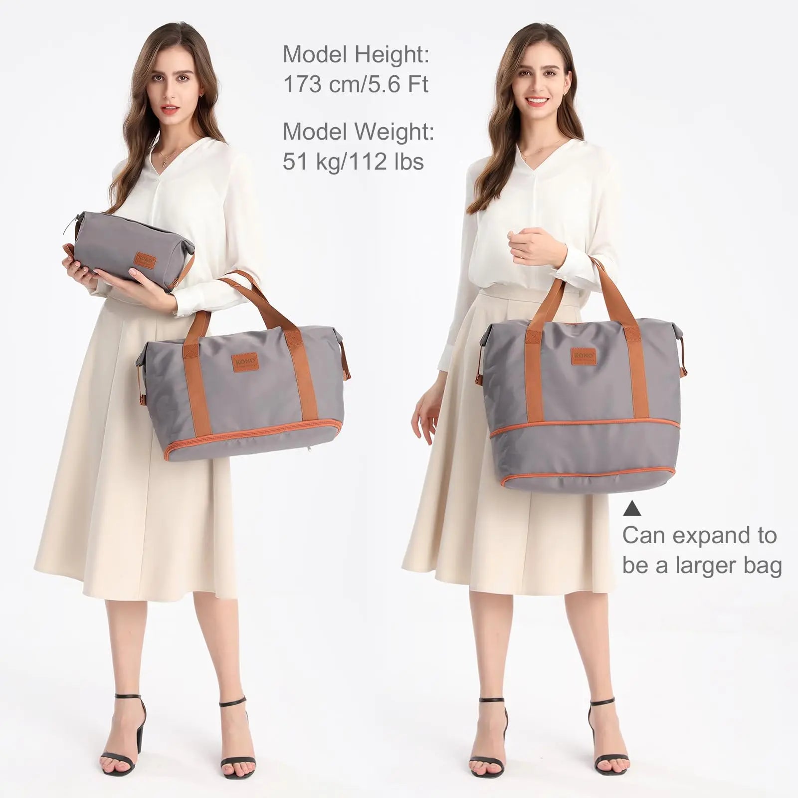 KONO Sac cosmétique étanche 36L, sac de sport et bagage à main pour femme et homme