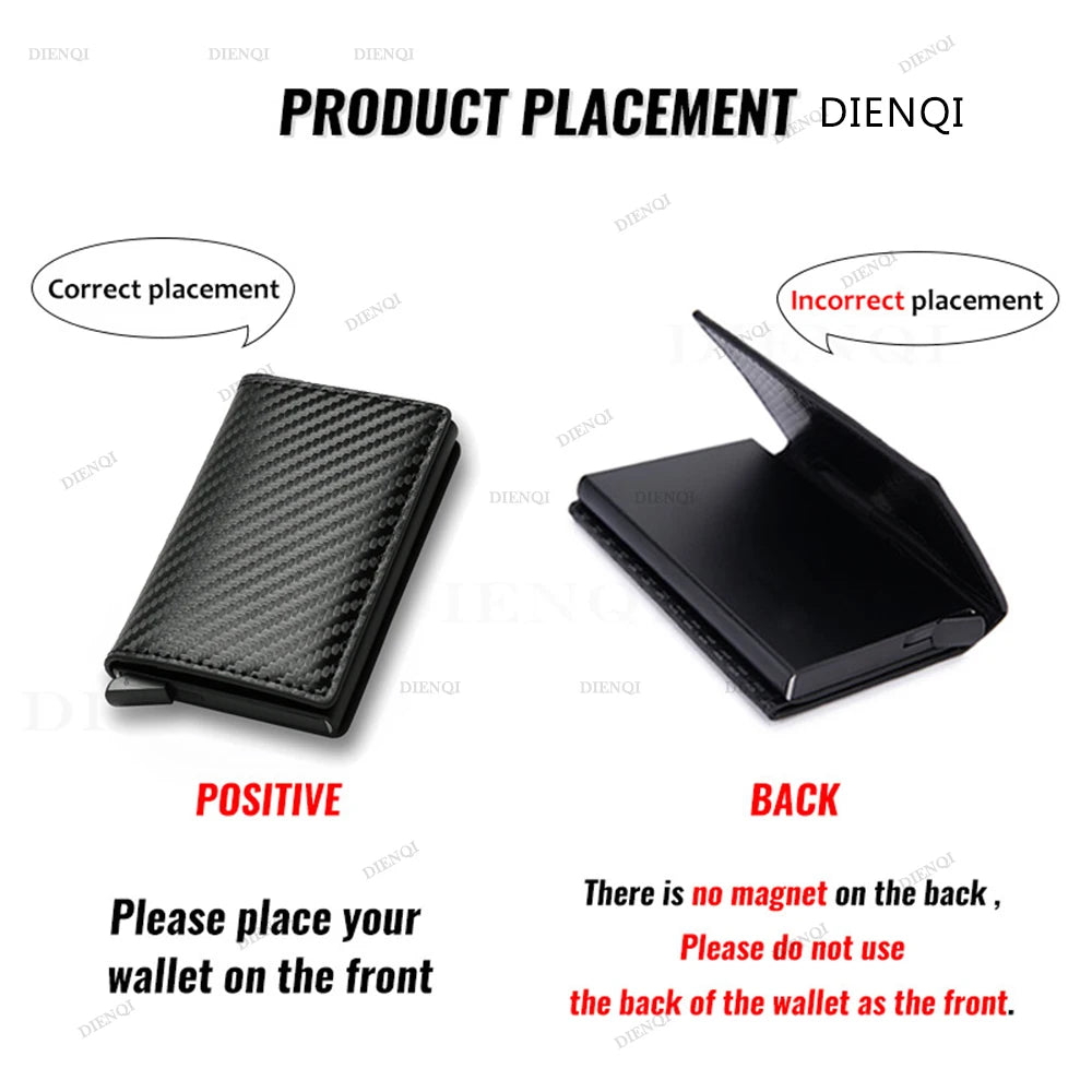 Men's Carbon Fiber Slim Aluminum Wallet Card Holder RFID Wallet Automatic Pop Up Bank Card Case